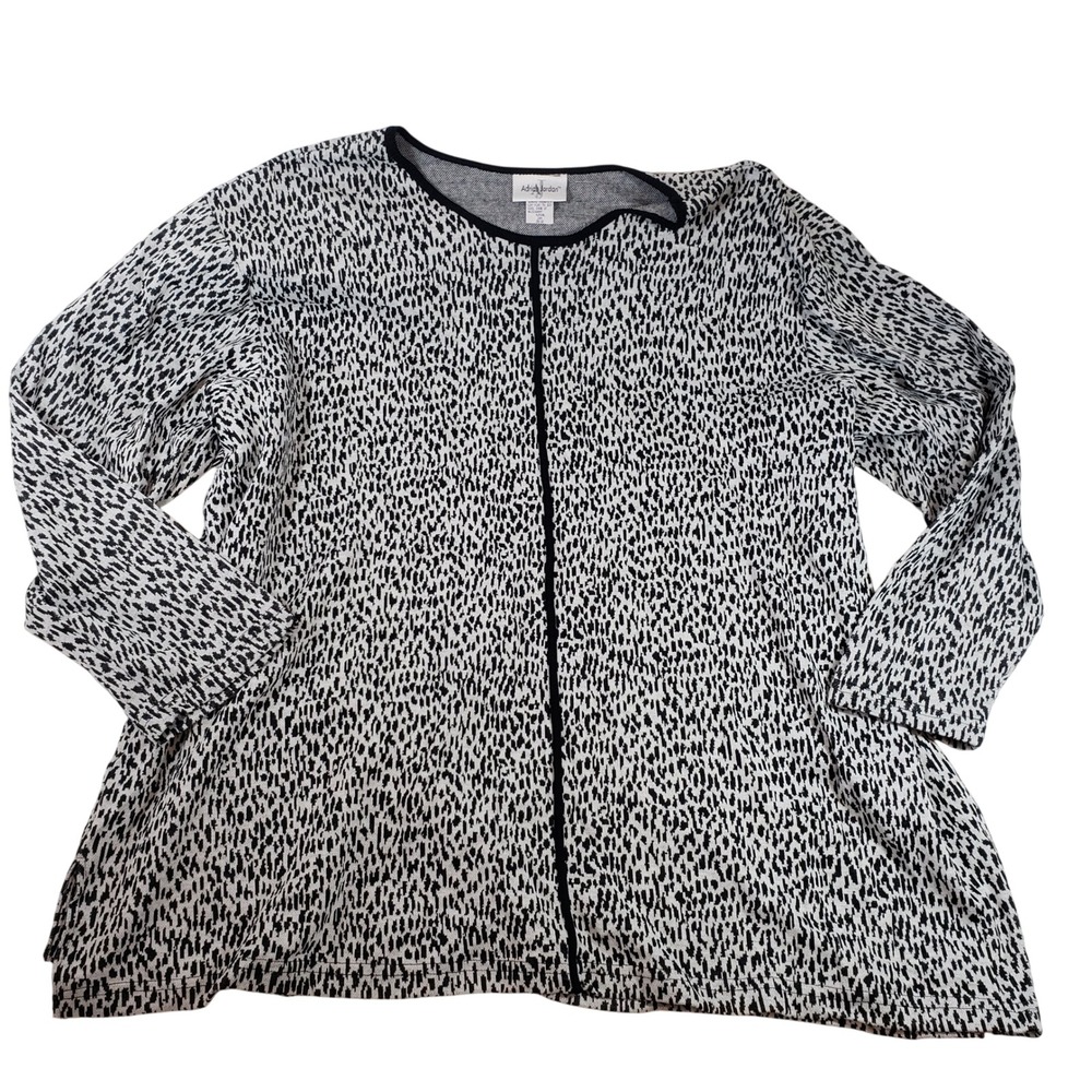Adrian‎ Jordan Womens 30/32 Black White Animal Print Long Sleeve Cardigan
